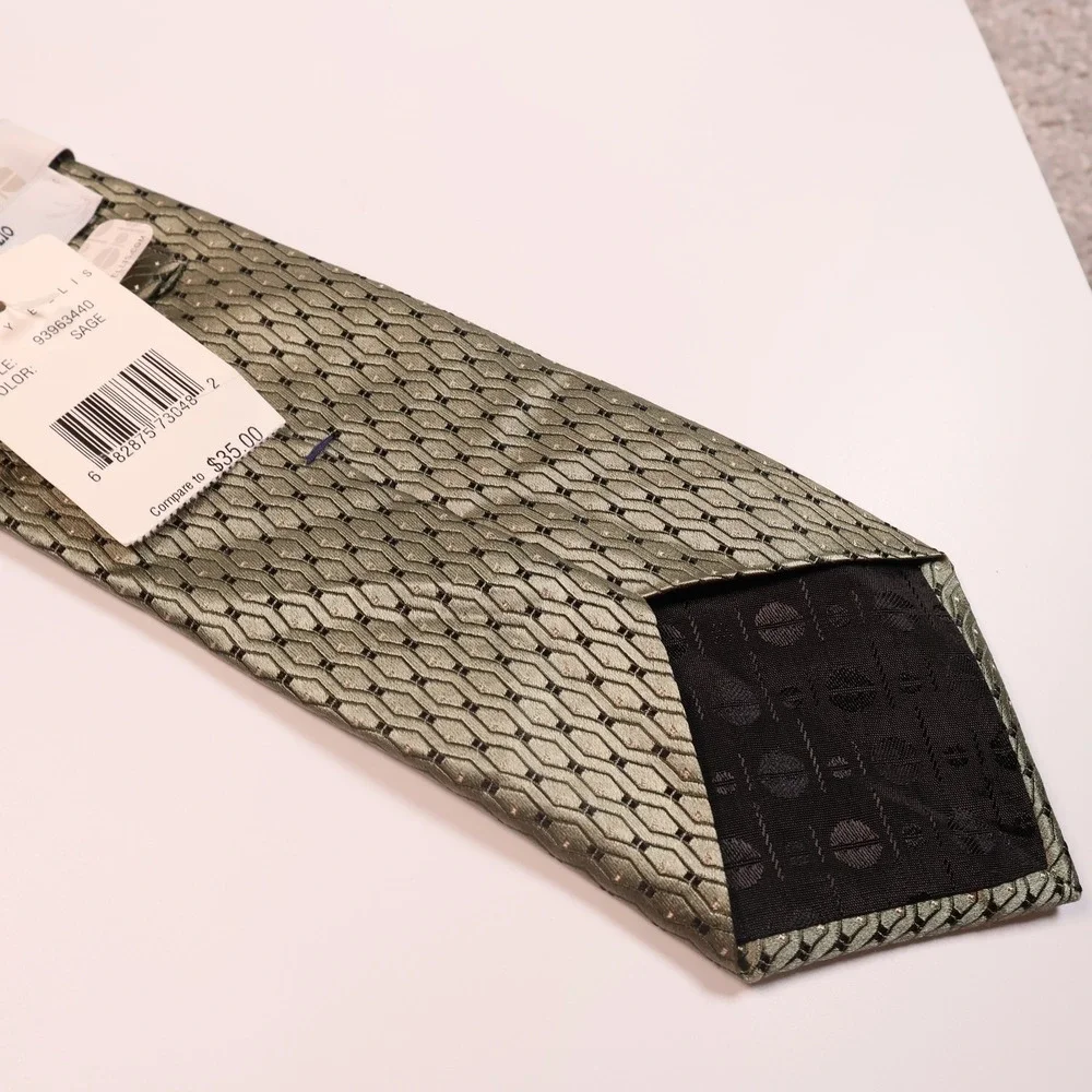NEW Perry Ellis Portfolio Sage Green Geometric Necktie - Men's Fashion Accessory